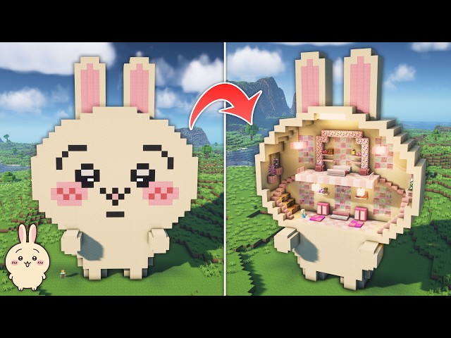 ⛏️ Minecraft :: How to build a Chiikawa Usagi House 🐰 [마인크래프트 치이카와 우사기 모양 집짓기 건축강좌]