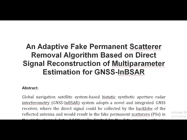 An Adaptive Fake Permanent Scatterer Removal Algorithm Based on Direct Signal Reconstruction of Mult