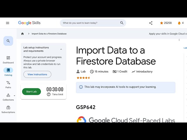 Import Data to a Firestore Database GSP642