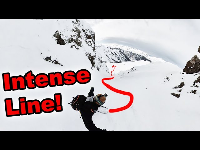 Snowboarding a Insane Backcountry Powder chute!