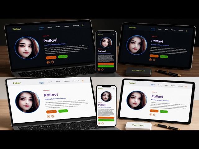 Responsive Portfolio Website | Home Section Design Using HTML & CSS | Step by Step | Telugu