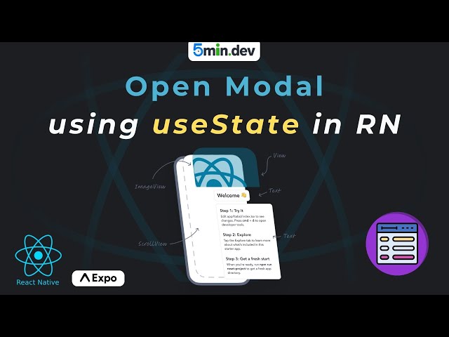 Create Modal in React Native, using useState - Todo App #16 | React Native Tutorial 5min.dev