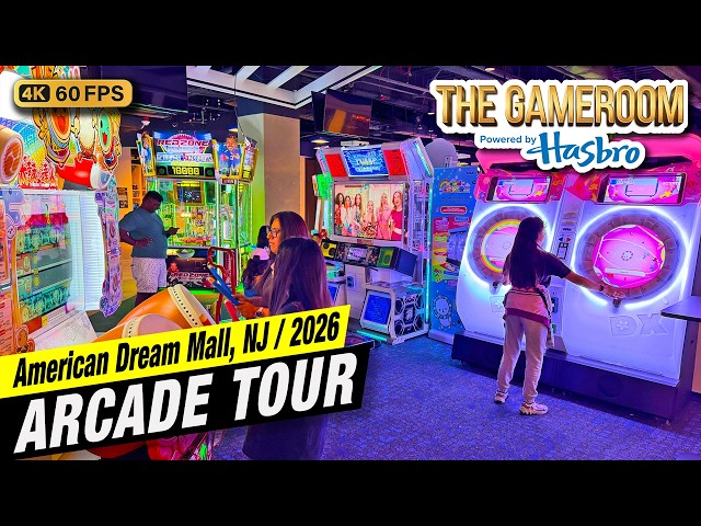 The Gameroom Powered By Hasbro arcade tour @ American Dream Mall, July 2026 new 4K full walkthrough