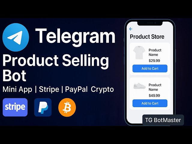 Telegram Product Selling Bot Mini App | Stripe • PayPal • Crypto | Fully Customizable
