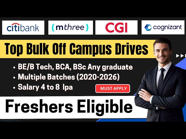 🔥Direct Hirings | Cognizant, Citi, CGI | 8 LPA | Any graduate | 2026–2021 Batch
