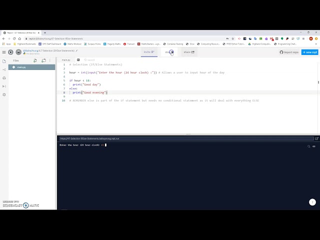 4.7 Selection (If/Else Statements)