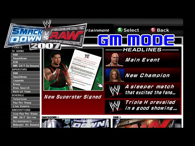 Live Stream: WWE SmackDown vs. Raw 2007: GM Mode
