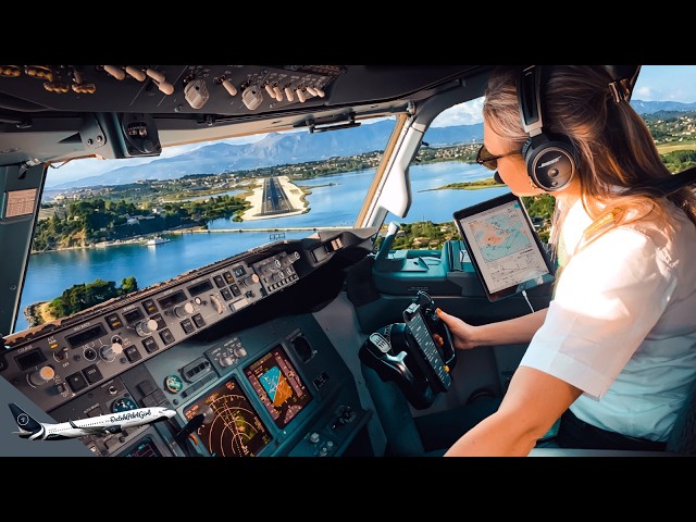BOEING 737 INSANE Landing in Corfu, Greece | Runway 34 | Cockpit View