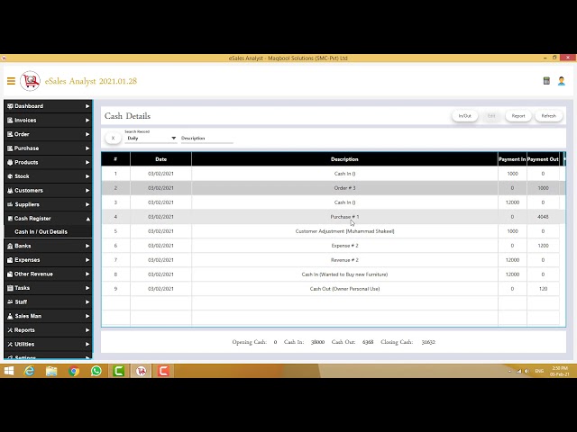 eSales Analyst Training Part 12 | How to manage Cash (Cash Register) | Maqbool Solutions