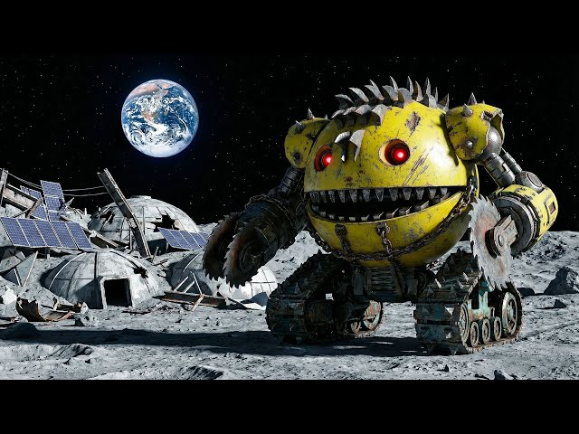 Robot Pacman and Rolling Robot Through a Collapsing Space Labyrinth