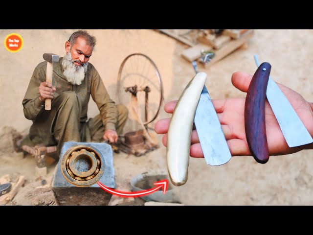 Incredible Process of making Two Straight razors from an old Rusty Bearing