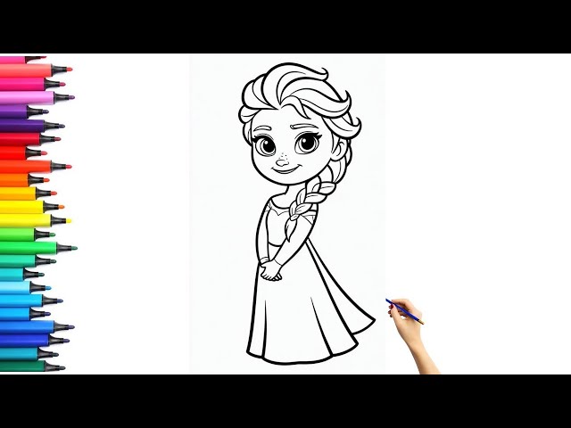 How to Draw Elsa from Frozen ❄️ | Easy Elsa Drawing Tutorial for Kids