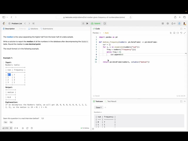 Find Median Given Frequency Of Numbers