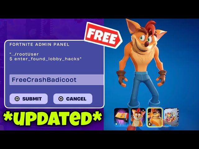FREE CRASH BANDICOOT CODE ADMIN PANEL FORTNITE ALL WORKING LOBBY HACKS CODES FORTNITE HOW TO GET