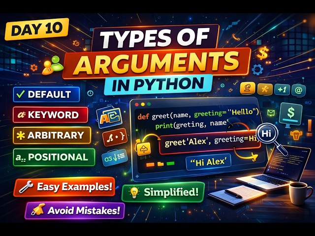 Types of Arguments in Python (Positional, Keyword, Default) | Day 10