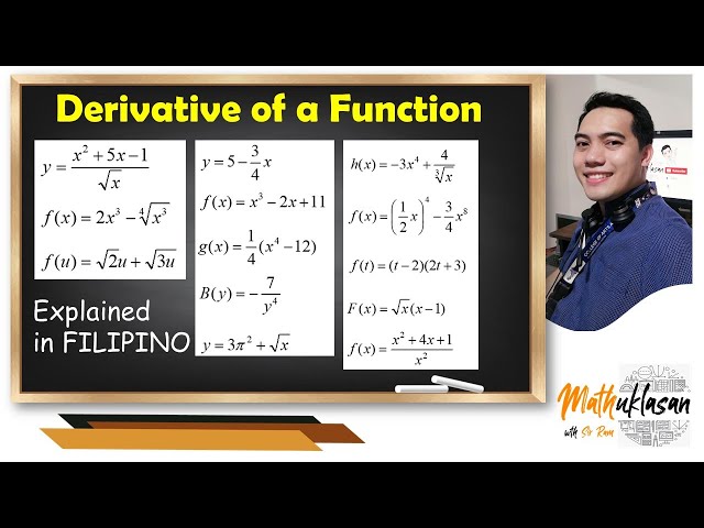 Derivative of a Function | Basic Differentiation Formulas || Differential Calculus in Filipino