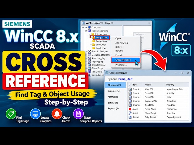 WinCC 8.x SCADA Cross Reference | How to Find Tag & Object Usage Step-by-Step