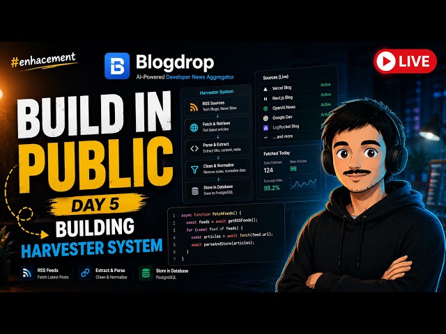 Building an RSS Harvester for BlogDrop | Build in Public #5 part-2 | #codewithme
