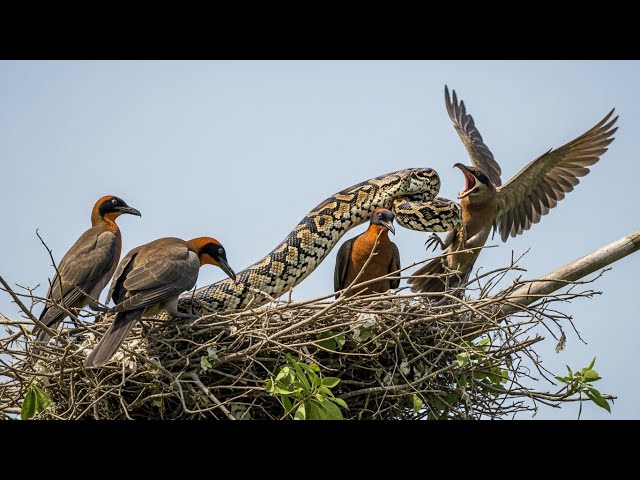 Birds vs Snake Fight in Nest | Giant Python Attacks Birds | Epic Wildlife Battle Caught on Camera! 