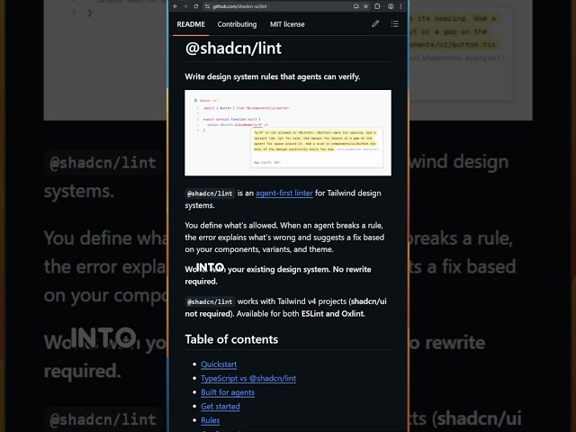 Shadcn Lint: a linter where a design-system violation tells the agent which variant to use instead