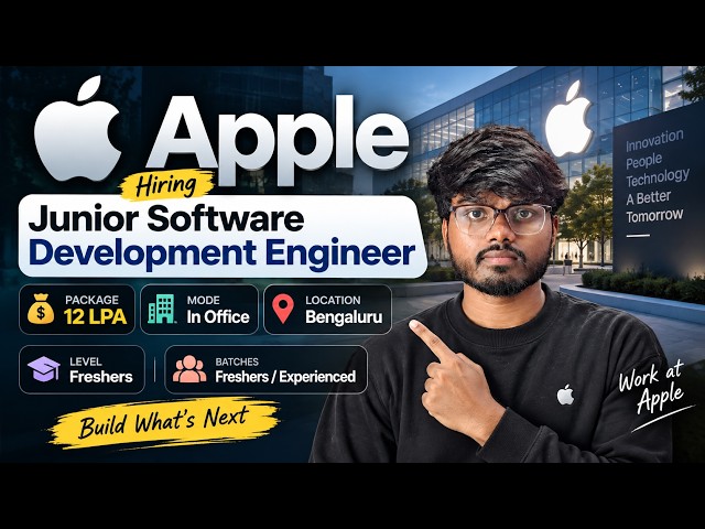 Apple Hiring in Bengaluru 🚀 | Junior Software Development Engineer | 12 LPA | Skills & Eligibility