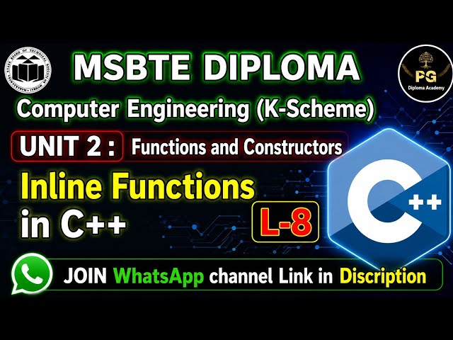OOP C++ Unit 2 Lecture 8 | Inline Functions in C++ | Syntax & Program | MSBTE K Scheme