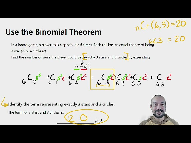 Binomial Theorem: How Many Ways to Get 3 Stars and 3 Circles
