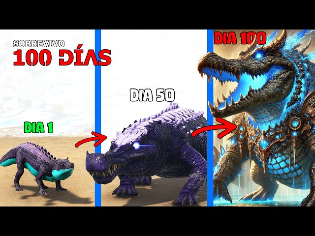 SOBREVIVÍ 100 DÍAS como COCODRILO DINOSAURIO DIOS en ARK HARDCORE y Evoluciono en cocodrilo Godzilla