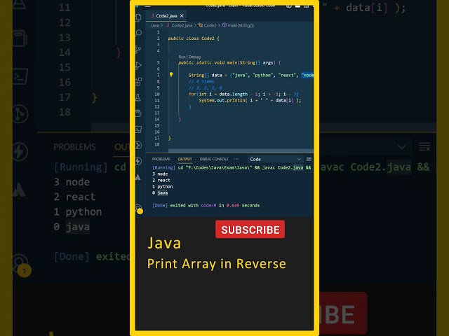 Java: Print Arrays in Reverse, Java In Telugu, Java Course, Core Java, Java Tutorial Beginners, Loop