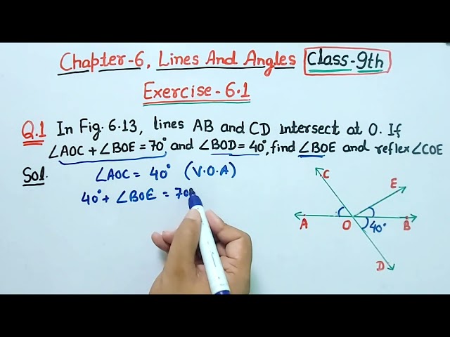 Ex 6.1 Q1 class 9 Maths NCERT | Class 9th Maths chapter 6 Lines and angles exercise 6.1 Question 1