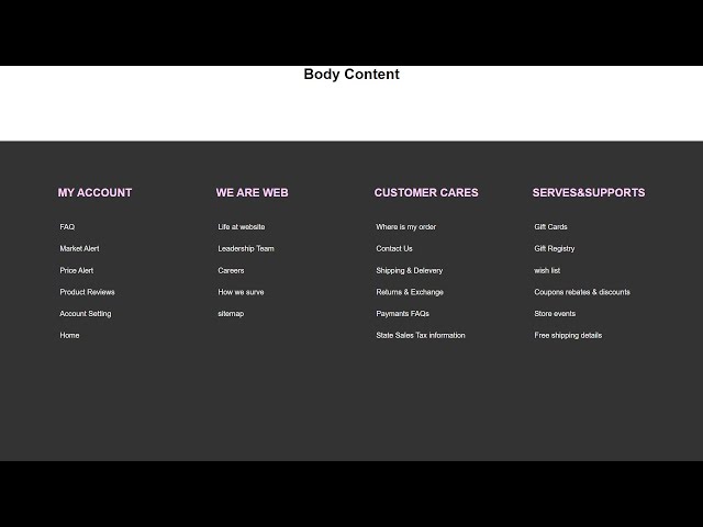 Responsive footer using html and css only