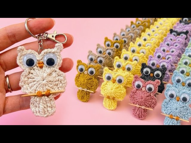 🦉OWL KEYCHAIN TO KNIT WITH YOUR YARN SCRAPS IN 5 MINUTES!😮❤️