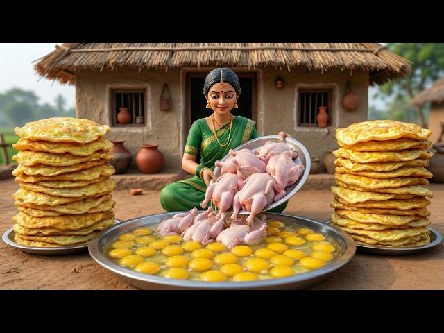 Miniature Doll massive chicken omelette Cooking in rain ASMR | Indian Village Tiny Kitchen Story