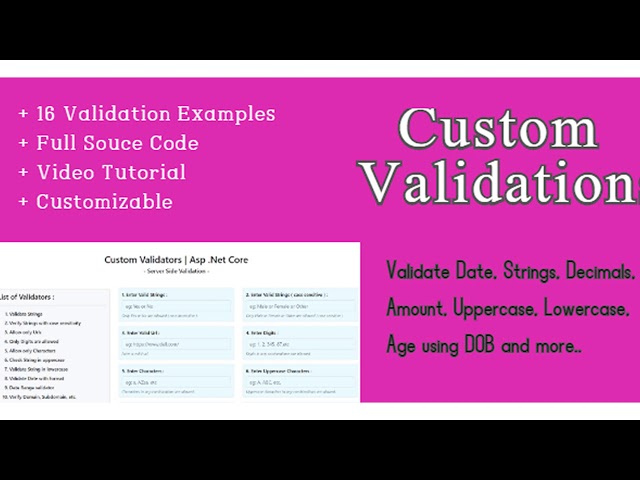 Custom Validation With Source Code | Asp Core | Codecanyon Scripts and Snippets