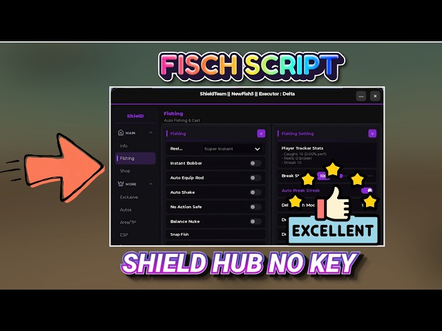 Shield Hub Fisch Script NO KEY - Auto Fishing, Instant Reel & Auto Shake! (2026)