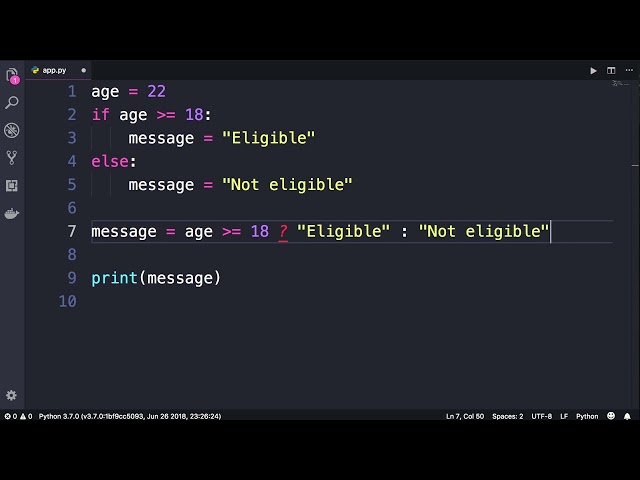 Python #26 - Ternary Operator [By Mosh Hamedani]