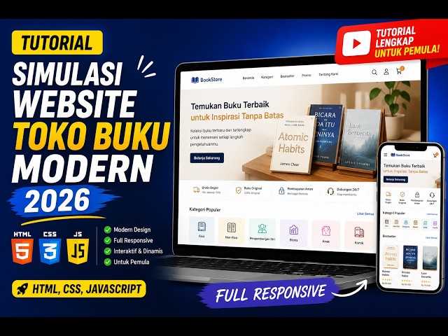 Modern Bookstore Website Simulation Tutorial 2026 HTML CSS JavaScript Full Responsive📖