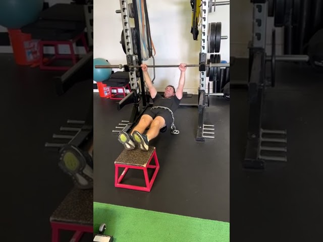 Feet Elevated Barbell Inverted Row w/Chains