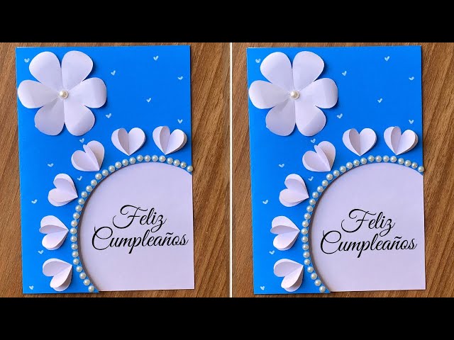 Cómo hacer una hermosa tarjeta de cumpleaños 💙 | Tarjeta hecha a mano fácil | Manualidades con papel