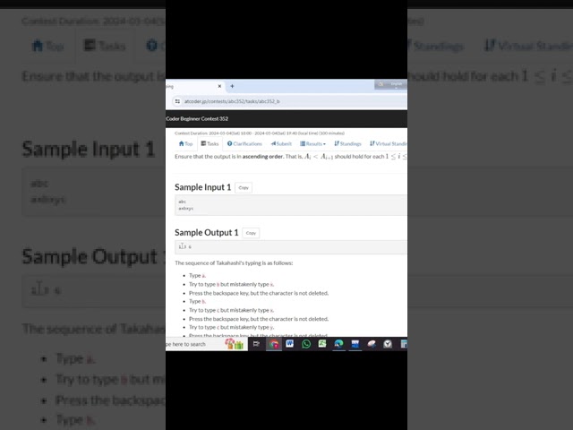 Atcoder Beginner Contest 352 | B - Typing
