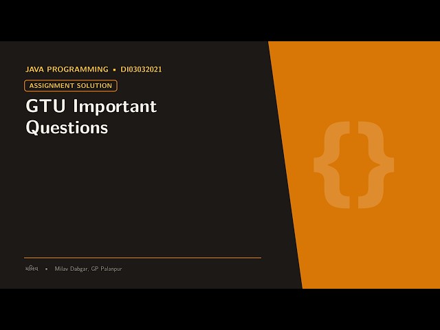 Java Assignment Solution | GTU ના સૌથી મહત્વના પ્રશ્નો અને Student Class | DI03032021 L6.1