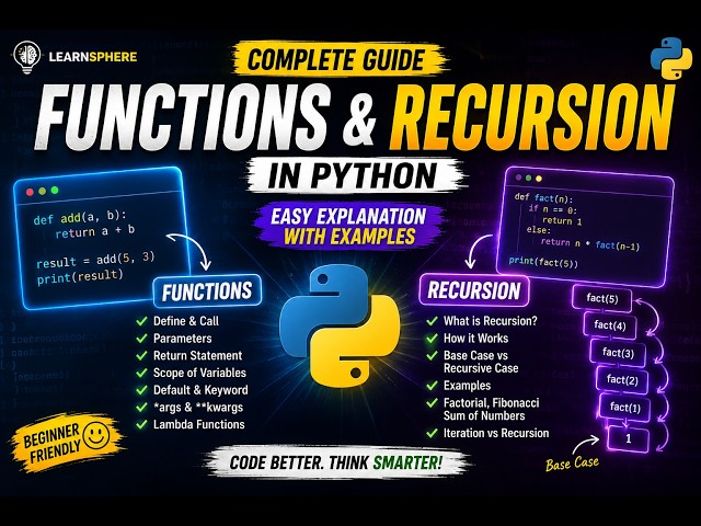 Functions & Recursion | Part 1 | Python Full Course 🧑‍🏫🔁📖📖🖼️