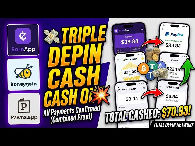 EarnApp, Honeygain & Pawns.app $70.93 Withdrawal Proof! 💸 Live Passive Income 🔥