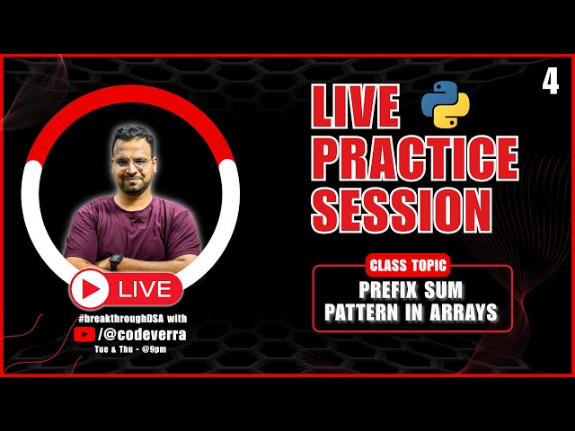 Prefix Sum Pattern | Arrays in Python | Live DSA Leetcode Practice Session | #breakthroughDSA