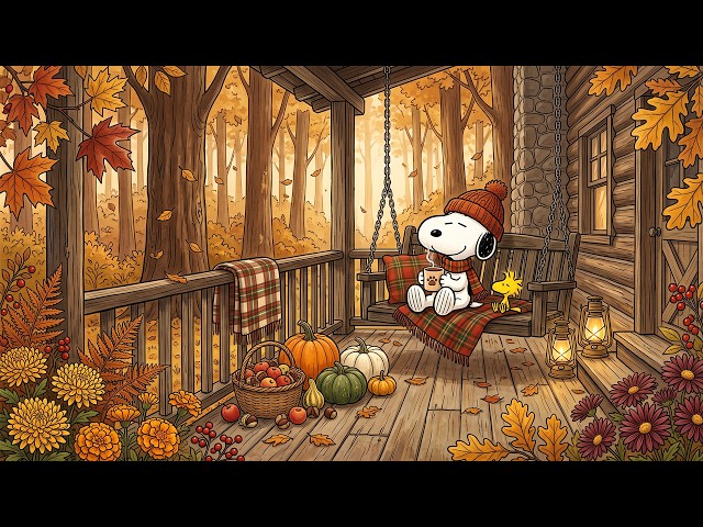 Snoopy’s Cozy Harvest Morning 🎃 Gentle Autumn Jazz for Coffee, Study & Peaceful Relaxation