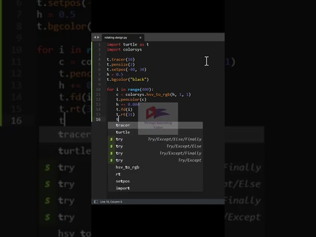 Amazing Rotating Design Using Python Turtle 😎 | Python Tutorial #shorts #turtle