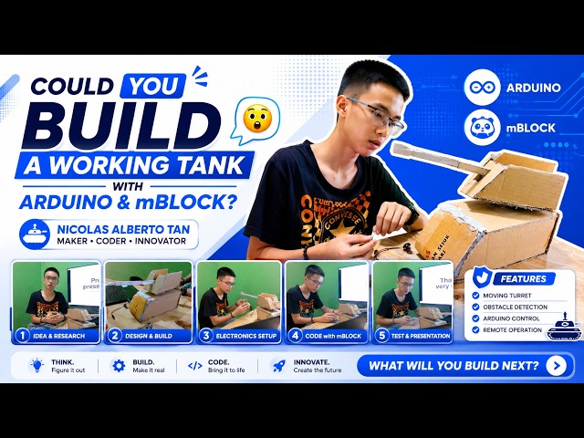 Could YOU Build a Working Tank with Arduino & mBlock? 🤯🛡️ | Nicolas Alberto Tan