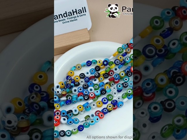 107---Evil Eye Lampwork Flat Round Beads Bracelet #beadingsupplies #beadwork #braceletmaking #shorts