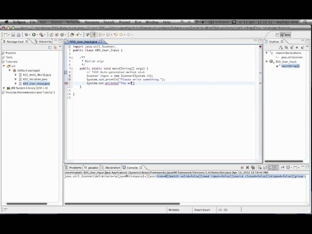 Mac Basic Java Tutorial 3-User Input