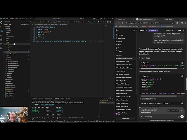 419 -ThreeJS and Angular Space And Time Application: Consts to Types Pattern